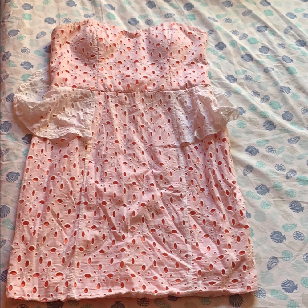 Coral and white dress